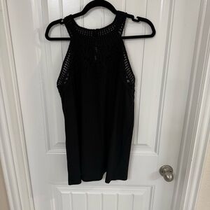 Torrid Black Crochet Yoke Halter Tank Top